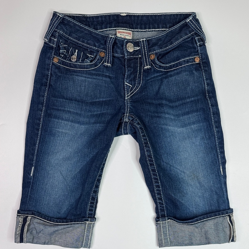 True Religion Rolled Cuff Bermuda Shorts Size 26 (flaw)